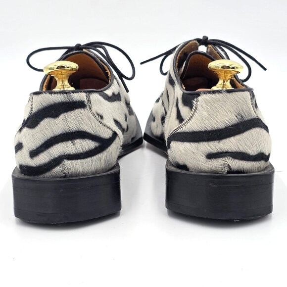 Vintage David Eden Mens Size 9 Alligator Pony Hair Zebra Black White Spectators main image 7